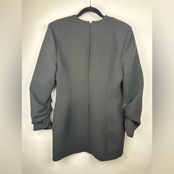 NWT Zara Black V-Neck Mini Long Sleeve Dress | US Size Large - Picture 4 of 14